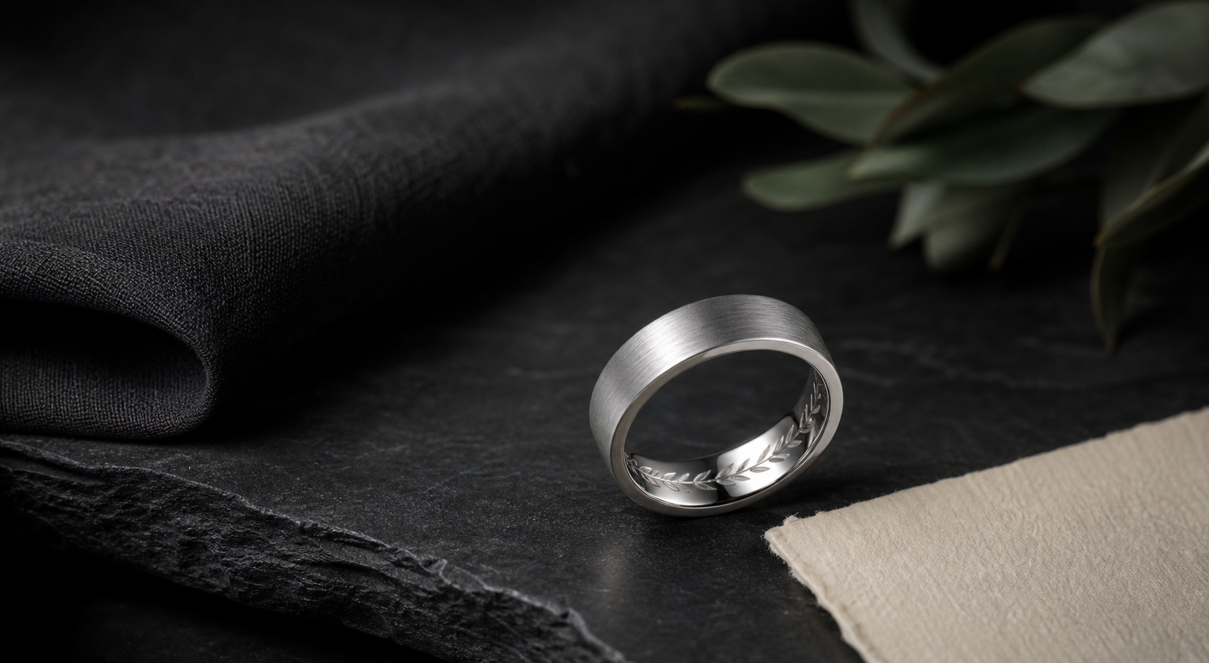 Professional inside engraving ideas for husband image with a silver wedding band and private inner engraving